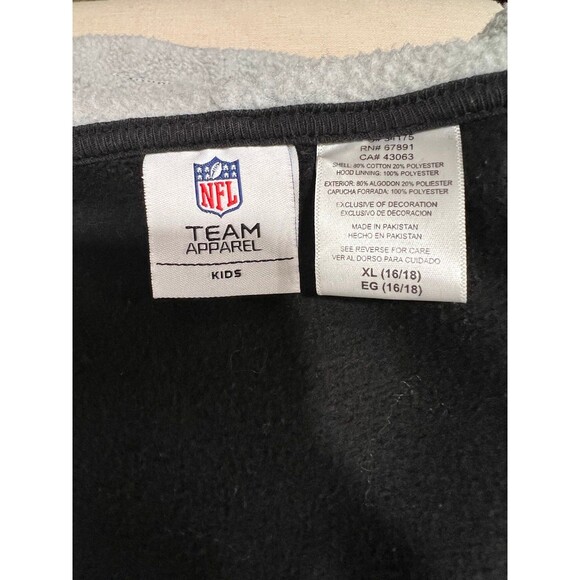 Kids Black NFL Steelers Hoodie Sweatshirt Jacket Coat Windbreaker Sz: xl 16/18 - Picture 5 of 5
